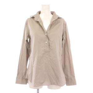 パールスキッパーシャツ ブラウス 長袖 プルオーバー ハーフボタン 2 グレー A0333FB /BB