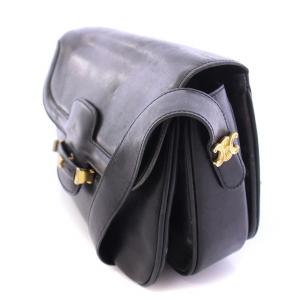 CELINE ショルダーバッグ レザー ロゴ トリオンフ 黒 ブラック /BB OH
