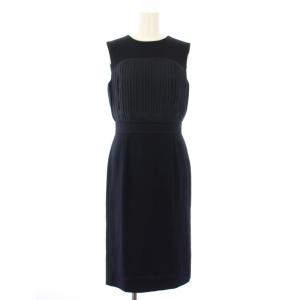 ワンピース プリーツ ノースリーブ ひざ丈 38 紺 M5J12-784-28 /TK