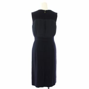 EPOCA ワンピース プリーツ ノースリーブ ひざ丈 38 紺 M5J12-784-28 /TK