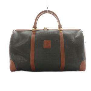 ボストンバッグ ロゴ 型押し レザー ブラウン /NQ