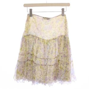 BLUGIRL BLUMARINE フレアスカート ひざ丈 シフォン 花柄 刺繍 シルク I38 マルチカラー /BM