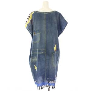 TSUMORI CHISATO SLEEP ワンピース ルームウェア フレンチスリーブ 総柄 ひざ丈 L 紺 ULP-464 /TK