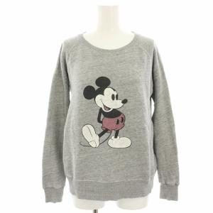 ディズニー スウェット トレーナー ミッキープリント ダメージ加工 長袖 裏起毛 XS グレー 421090242-1079