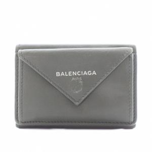 ペーパー ミニウォレット 財布 三つ折り 小銭入れ ロゴ レザー チャコールグレー 391446 /AN20