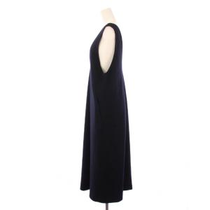 23区 ウール圧縮スムース Vネック ワンピース ジャンパースカート ロング 38 黒 OPWONW0418 /BM