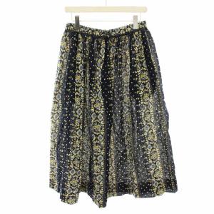 ペイズリードットストライプのイージーギャザースカート ネイビー 70740232