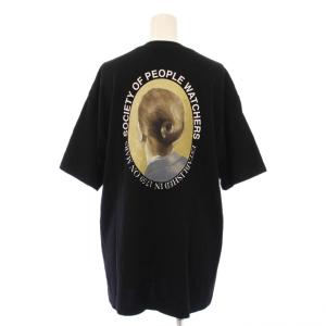 Tシャツ カットソー 半袖 クルーネック バックプリント イラスト ストレッチ 2 黒 ブラック UC2D2803