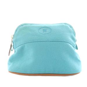 ボリードポーチ ミニミニ ロゴ刺繍 キャンバス 青 ブルー /AN1 OH