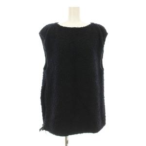 22AW ウールボア サイドスリットプルオーバー カットソー ノースリーブ リボン 36 黒 ブラック