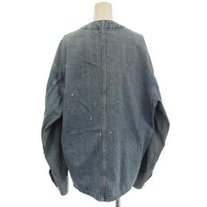 LEE CITY SHOP  デニムジャケット ノーカラー ペイント加工 USED加工 カバーオール M 青 ブルー