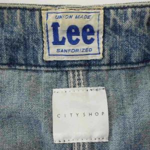 LEE CITY SHOP  デニムジャケット ノーカラー ペイント加工 USED加工 カバーオール M 青 ブルー