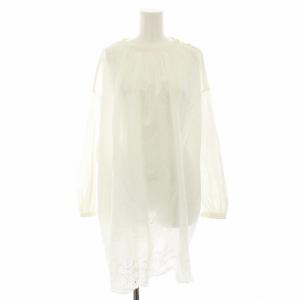 インドカディカットワークのギャザーチュニック ブラウス ホワイト 70830253