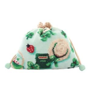 マイフェイバリットグリーン 巾着袋 ポーチ 総柄 緑 /YM