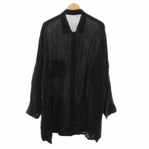 Yohji Yamamoto POUR HOMME テンセルフロントバックボタンレギュラーカラーロングシャツ 長袖 2 黒 ブラック H0-B07-200