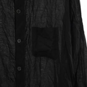 Yohji Yamamoto POUR HOMME テンセルフロントバックボタンレギュラーカラーロングシャツ 長袖 2 黒 ブラック H0-B07-200