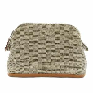 ボリードPM ポーチ ロゴ刺繍 キャンバス ベージュ 茶 ブラウン /AN37 OH