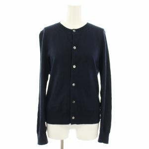 コムコム ニットカーディガン クルーネック 長袖 カシミヤ混 S 紺 ネイビー S16N012 /YT