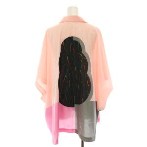 ISSEY MIYAKE イッコウタナカ IKKO TANAKA シャツ ブラウス スキッパー 半袖 総柄 バックプリント 3 ピンク
