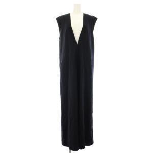 .B 23AW ハイツイストギャバジンVネックロングワンピース シルク 38 ネイビー