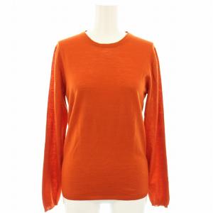 ニット セーター クルーネック 長袖 薄手 38 オレンジ /YT