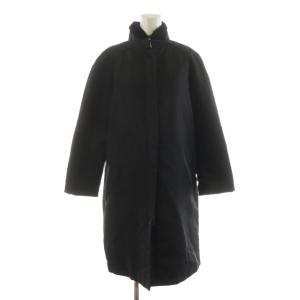 中綿コート ロング丈 スタンドカラー ファー ナイロン アウター 38 黒 ブラック /AN35