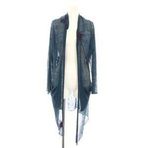 カーディガン ロング トッパー フェルト 柄 麻 絹 シルク混 M 紺 ネイビー 紫 パープル J0143KJ021