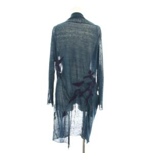 JURGEN LEHL カーディガン ロング トッパー フェルト 柄 麻 絹 シルク混 M 紺 ネイビー 紫 パープル J0143KJ021