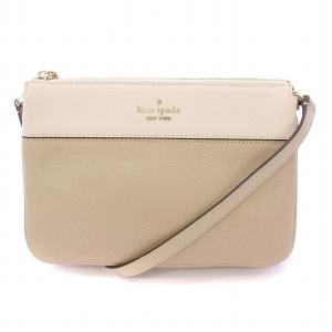 ショルダーバッグ レザー ロゴ バイカラー 白 ホワイト ベージュ /BB