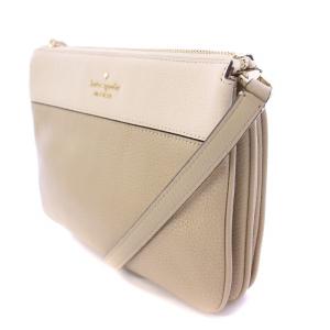 kate spade new york ショルダーバッグ レザー ロゴ バイカラー 白 ホワイト ベージュ /BB