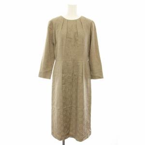 オーバルシェードジャガードワンピース ロング 長袖 サンプル品 総柄 タグ付き ベージュ K10000-999-F