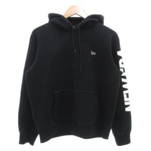 裏起毛 オーバーサイズド スウェット プルオーバー フーディー パーカー 長袖 ロゴ M 黒 ブラック