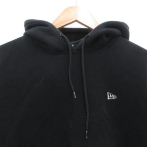NEW ERA 裏起毛 オーバーサイズド スウェット プルオーバー フーディー パーカー 長袖 ロゴ M 黒 ブラック