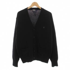 カーディガン ニット Vネック 長袖 ウール L 黒 濃紺 KR-RL-SA-1008 /YM