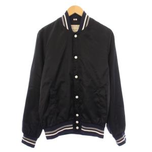 サテンボンバージャケット ブルゾン ナロン アウター ショート丈 ロゴ XS 黒 ブラック KML-0401-A