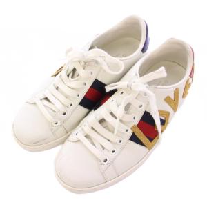 GUCCI エース ローカットスニーカー シューズ レザー エンブロイダリー LOVED 35 白 ホワイト 505328