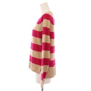 MAX MARA WEEKEND LINE ニット セーター 長袖 クルーネック 薄手 カシミヤ ボーダー柄 S ベージュ ピンク /BB