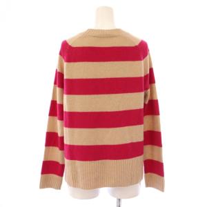 MAX MARA WEEKEND LINE ニット セーター 長袖 クルーネック 薄手 カシミヤ ボーダー柄 S ベージュ ピンク /BB