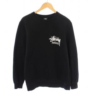 スウェット トレーナー 長袖 クルーネック ロゴ プリント 裏起毛 S 黒 ブラック /BB