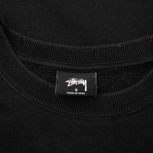STUSSY スウェット トレーナー 長袖 クルーネック ロゴ プリント 裏起毛 S 黒 ブラック /BB