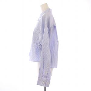 IENA 24SS タイプライタークロップドシャツ ブラウス 長袖 レギュラーカラー ショート丈 ストライプ柄 F