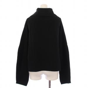 IENA ミラノリブスキッパープルオーバー ニット 長袖 ストレッチ ショート丈 ハーフジップ F 黒 ブラック