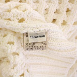 TODAYFUL 23AW Square Mesh Knit スクエアメッシュニット 長袖 クルーネック 編み込み F 白