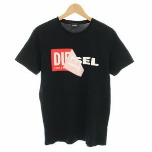 Tシャツ カットソー クルーネック 半袖 ロゴプリント M 黒 ブラック HK000066 /YT