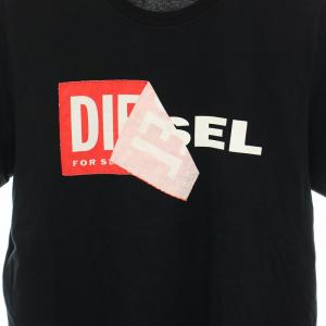 DIESEL Tシャツ カットソー クルーネック 半袖 ロゴプリント M 黒 ブラック HK000066 /YT