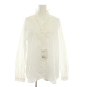 24AW Vネックスタンドフリルブラウス シャツ 長袖 タグ付き F 白 ホワイト 24051912303030