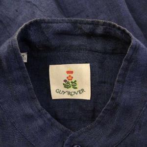 GUY ROVER カジュアルシャツ 長袖 バンドカラー 無地 麻 リネン 39 紺 ネイビー /BB