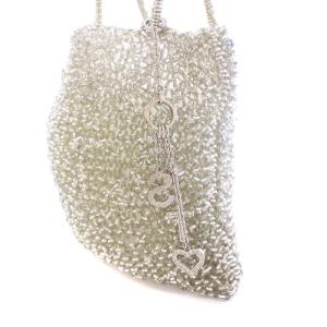 ANTEPRIMA ワイヤーバッグ ハンドバッグ 編み込み ロゴチャーム シルバーカラー /BB