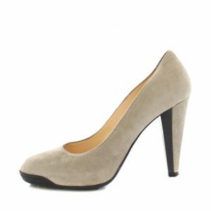 TOD'S パンプス アーモンドトゥ ハイヒール スエード 37 グレー /YT