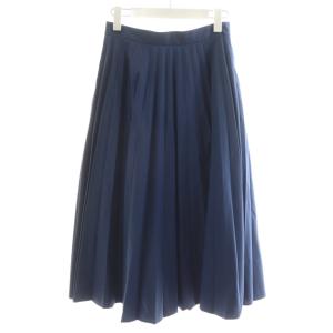 MARGARET HOWELL プリーツスカート ロング丈 2 紺 ネイビー 578-8132016 /AN42